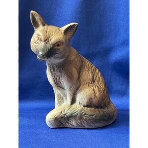 Vintage Ceramic Bisque Porcelain Fox Dog Figurine